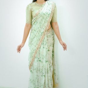 BollyWood Rashmika Mandanna Stunning Satin Digital Printed Saree