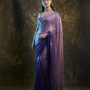 Bollywood Stunning Designer Laxuriant Purple Sequin Saree