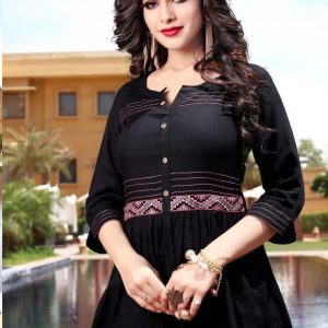 Black Color Cotton Blend Classy Top