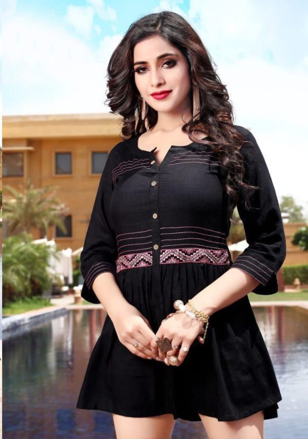 Black Color Cotton Blend Classy Top