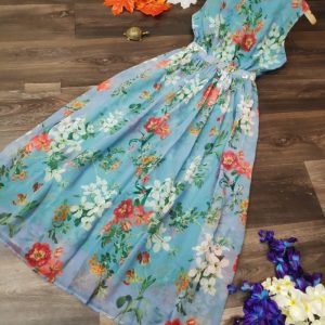 Blue Color Flower Printed Kurti