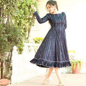 Trending Arrival Cotton Blend Printed Black Kurti