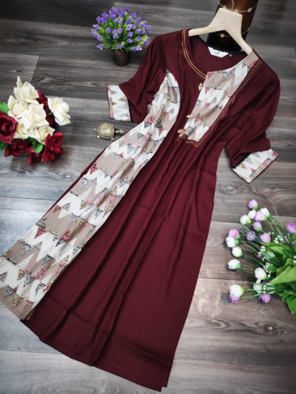Heavy Maroon Color Classy Kurti