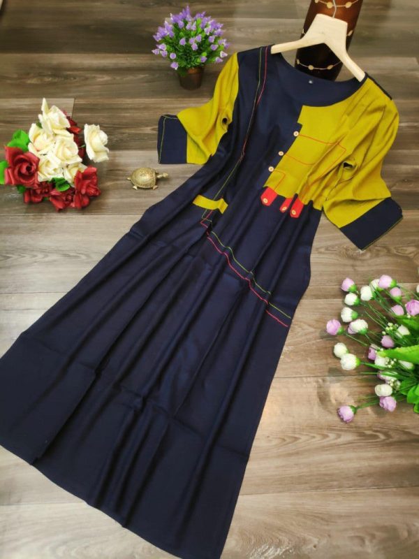 Laxuriant Blue Color Cotton Blend Classy Kurti
