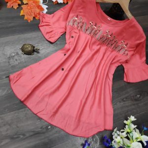 Branded Light Pink  Color Cotton Blend Top