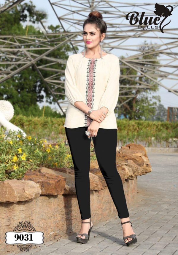 Classic Cotton Blend Embroidery Work White Color Top