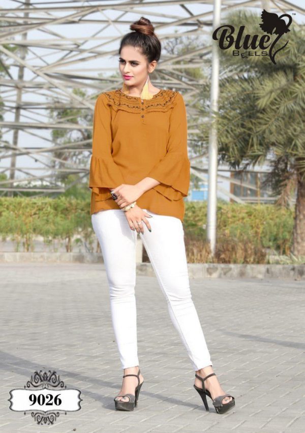 Classic Cotton Blend Embroidery Work Mustard Color Top