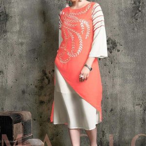 Trending Arrival Heavy Faux Gerogette Peach Color Lovable Kurti