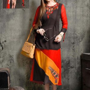 Trending Arrival Heavy Faux Gerogette Mutli Color Lovable Kurti