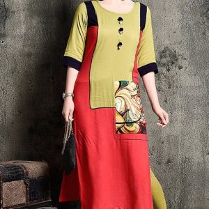 Classy Red  Cotton Blend Print Lovable Kurti