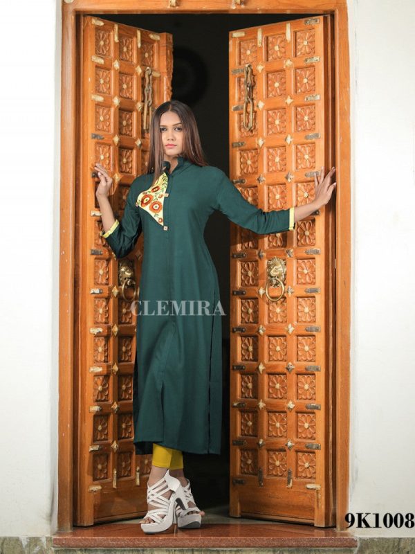 Awsome Green Cotton Blend Printed Lovable Kurti