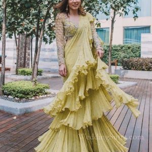 Lovable Yellow Color Sequin Work Trending Arrival Saree