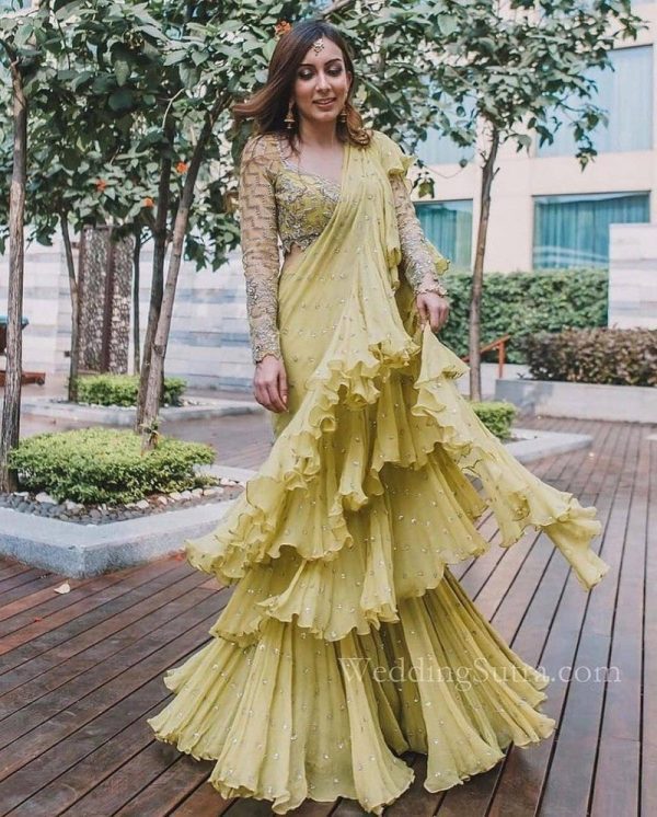 Lovable Yellow Color Sequin Work Trending Arrival Saree