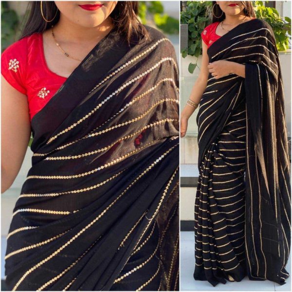 Adoring Black Color Sanna Silk Saree