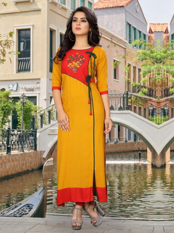 Trending Fanc Yellow Color Kurti