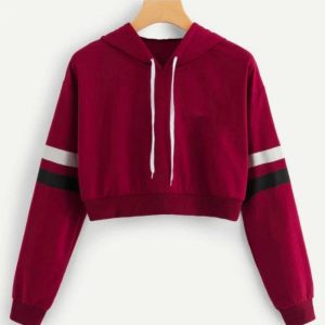 Women Maroon Solid Hoodie Top