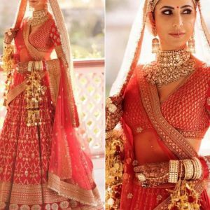 Red Color Katrina Kaif Wear Classic Bridal Lehenga