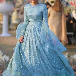 Light Sky Blue Thread Work Lehenga