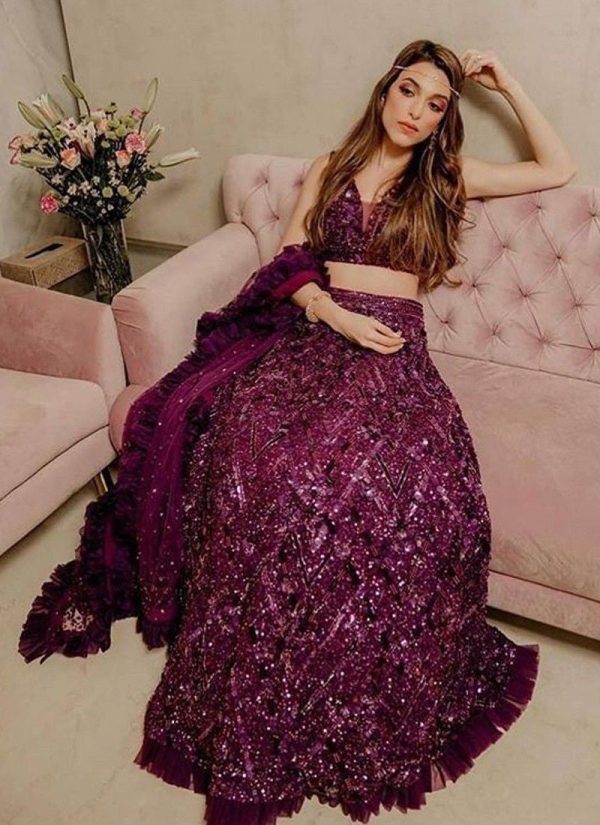 Party Wear Magenta Sequence Work Lehenga Choli