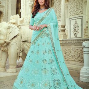 Sky Blue Georgette Sequence Lehenga