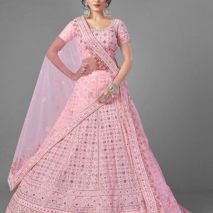 Pink Georgette Wedding Lehenga Choli