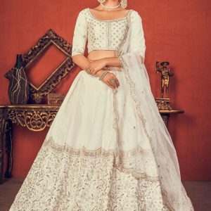 Pearl White Art Silk Lehenga Choli