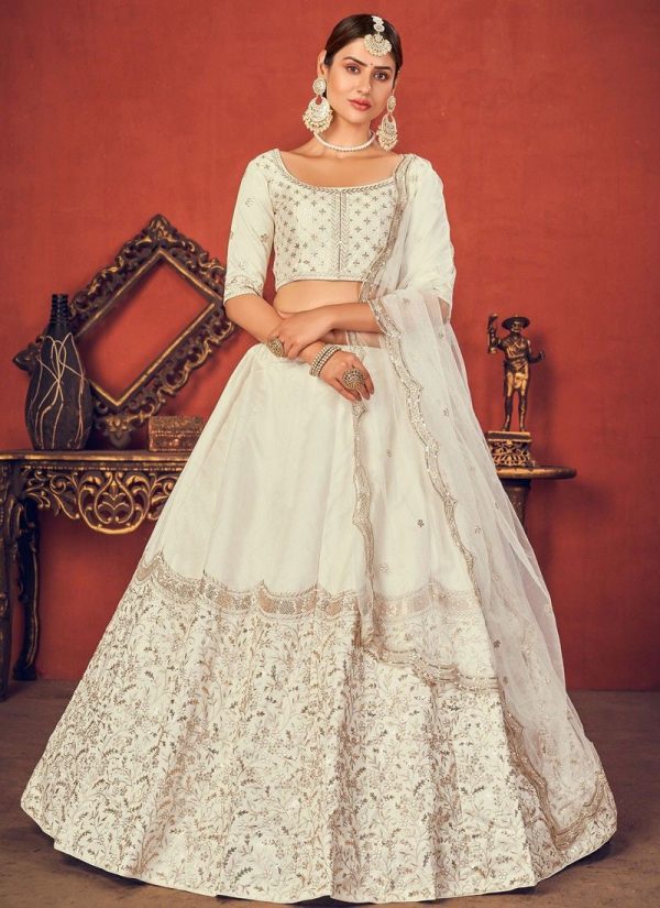 Pearl White Art Silk Lehenga Choli