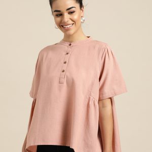 Rose Boxy Top With Kimono Sleeves