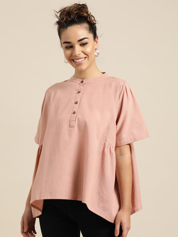 Rose Boxy Top With Kimono Sleeves