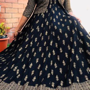 All functional Work Black Color Gown With Koti