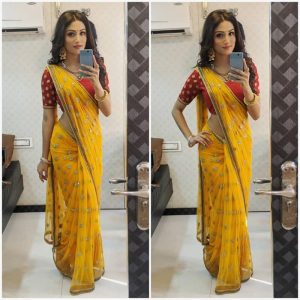Yellow Color Sequnce Work Georgette Saree