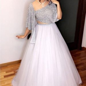 Radiant Function Wear White Net Embroidered Lehenga Semi Stitched Lehenga Choli