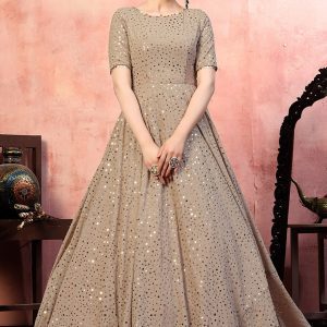 All functional Color Heavy Sequin Work Long Gown