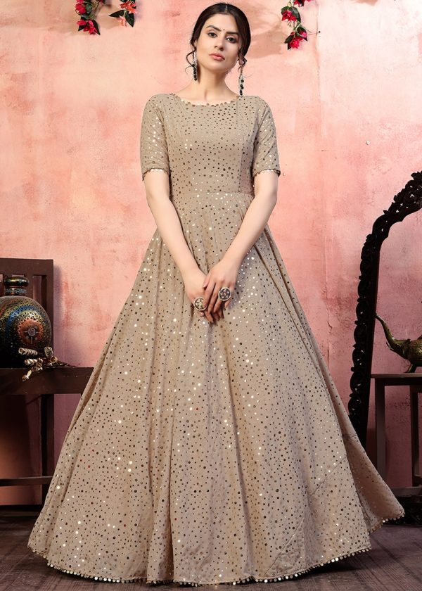 All functional Color Heavy Sequin Work Long Gown