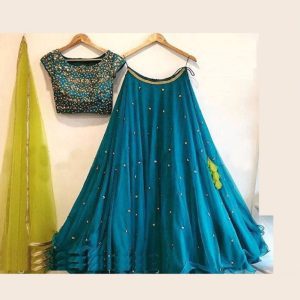 Rama Color Function Wear Georgette Silk Embroidered Work Lehenga Choli