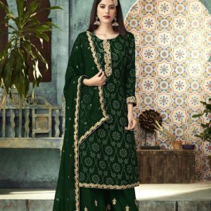 Blissta Designer Latest Green Color Party Wear Plazo Suit
