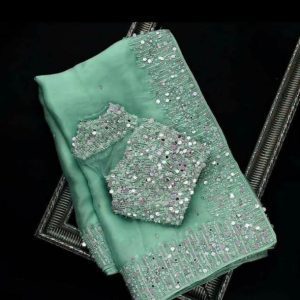 excellent Designer Gold Color Net Embroidery Saree