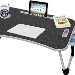 Multipurpose Foldable Laptop Table with Cup Holder | Drawer | Mac Holder | Table