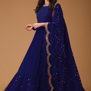 All functional Wear Navy Blue Designer Gown