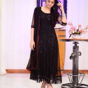 Fabnest Black Color Heavy Sequence Work Dress