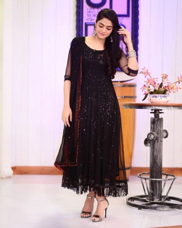 Fabnest Black Color Heavy Sequence Work Dress