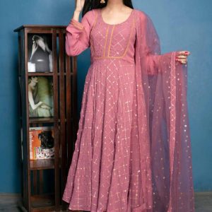 Adorable Pink Colour Casual Wear Anarkali Suit