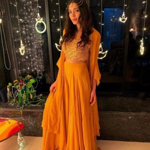 All functional Designer Yellow Color Plazo With Shrug