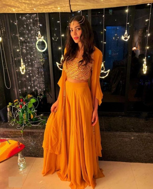 All functional Designer Yellow Color Plazo With Shrug