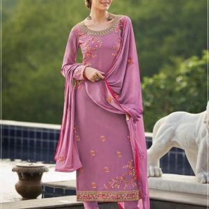 All functional Wear Designer Pink Color Embroidery Work Salwar Suit