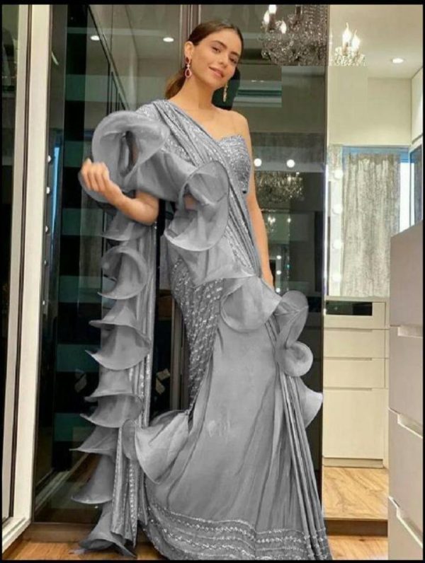 Adorable Grey Colour Saree