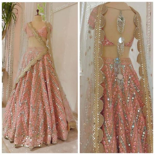 Stylish Peach Color Sequence Work Lehenga Choli