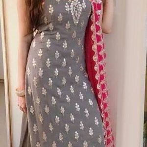 Grey Color Georgette Embroidered Palazzo Suit