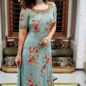 All functional Color Georgette Embroidery Plazo Suit