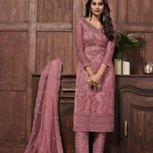 Flamboyant Pink Color Heavy Embroidery Work Salwar Suit